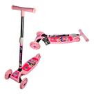 Patinete Infantil Menina Ajustável Rosa 3 Rodas Domni
