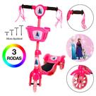 Patinete Infantil Rosa da Frozen 3 Rodas Com Led e Som