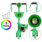 Patinete Infantil Verde Ben 10 Ominitrix Alien C Led e Som