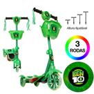 Patinete Infantil Verde Ben 10 Scooter 3 Rodas C Led e Som