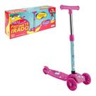 Patinete Irado Infantil Unicórnio 40kg Rosa 3 Rodas C/ Luzes
