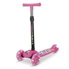 Patinete Super Girl Com Led Infantil Até 30Kg Dobrável Rosa