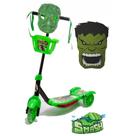 Patinete Verde Com Mascara de Herói Hulk Forte