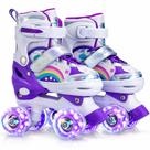 Patins 4 Rodas ARCO IRIS Com Luz De Led E Glitter Top Patins Menina Menino Promoção