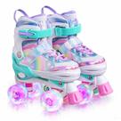 Patins 4 Rodas ARCO IRIS Com Luz De Led E Glitter Top Patins Menina Menino Promoção Patins 4 Rodas ARCO IRIS Com Luz De Led E Glitter Top Patins Menina Menino Promoção