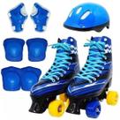 Patins 4 Rodas Clássico Azul 36/37 c/ Kit de Proteção BW021AZ