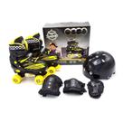 Patins 4 Rodas Com Proteção Preto/Amarelo 34/37 Unitoys 1397