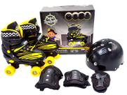 Patins 4 Rodas Infantil Unitoys Quad Preto - com Acessórios
