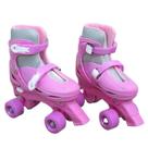 Patins 4 rodas roller clássico ajustável P 31-34 rosa menina