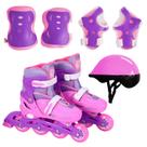 Patins Com Proteção 30 Ao 41 Menina Rosa Ajustável Infantil - Dm Toys