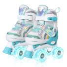 Patins de Rodas Nattork Ajustáveis com Rodas Iluminadas Verde Água