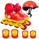 Patins Flash Inline 4 Rodas Ajustável Infantil Até 60 kg + Kit Proteção