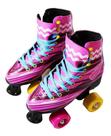 Patins Infantil Adulto 4 Rodas Clássico Masculino Feminino Rosa Tamanho 34 a 35