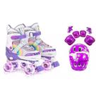 Patins Infantil Quad Ajustável+ Kit Proteção Rodas Led