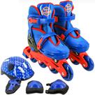 Patins Inline Ajustável Azul C/ Freio E Acessórios Proteção