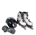 Patins InLine Ajustável C/ Acessórios 34/37 Prata AD01P- Fênix Brinquedos