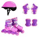 Patins Inline Ajustável Feminino Infantil com Acessórios DM