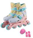 Patins Inline Ajustável Roxo e Rosa 30 ao 33 - AD-03 Fenix