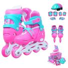 Patins Inline Infantil Com Kit Proteção Completo 28-31