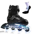 Patins inline PAPAISON ajustáveis com rodas luminosas pretas