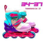 Patins Menina Ajustável 34-37 com LUZ LED e Solta FUMAÇA Da Unitoys