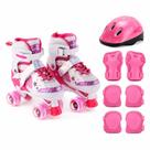 Patins Quad 4 Rodas Infantil Lançamento da Sereia c/ Luz de Led em Todas Rodinhas + Bolsa e KIT PROT