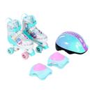 Patins Quad Ajustável De Borboleta Com Kit Proteção, Acolchoado, Trava e Suporta 60kg Unitoys