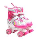 Patins Quad De 4 Rodas Infantil Meninas Roxo Com Luz De Led Ajustável