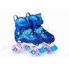 Patins Quad Dinossauro 4 Rodas Infantil Tamanha Regulável Com Rodinhas de LED + Bolsa
