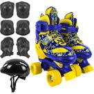 Patins Quad Infantil Azul E Amarelo Menino Com Acessorios Roller Ajustavel 4 Rodas - Zippy Toys