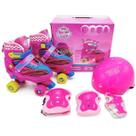 Patins Quad Infantil Menina Ajustável 34 a 37 Kit Proteção Patins Quad Infantil Menina Ajustável 34 a 37 Kit Proteção