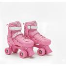 Patins Roller 4 rodas Infantil Quad Rosa Azul Tamanho Ajustável