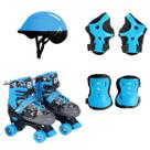 Patins Roller Ajustável Azul Até 80kg c/ Kit de Proteção DM