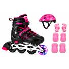 Patins Roller In Line Ajustável 28-32 / 32-36 / 36-40 + Led! + KIT PROTEÇÃO