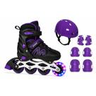 Patins Roller In Line Ajustável 28-32 / 32-36 / 36-40 + Led! + KIT PROTEÇÃO Patins Roller In Line Ajustável 28-32 / 32-36 / 36-40 + Led! + KIT PROTEÇÃO