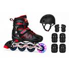 Patins Roller In Line Ajustável 28-32 / 32-36 / 36-40 + Led! + KIT PROTEÇÃO Patins Roller In Line Ajustável 28-32 / 32-36 / 36-40 + Led! + KIT PROTEÇÃO