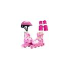 Patins roller inline ajustável 30-33 completo c/kit proteção