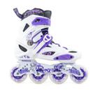 Patins Roselle Branco Lilás Rockeado Abec-9 Suporta até 120kg