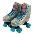 Patins Shine com 4 Rodas Lilás Platinado Brilhante Tamanho 31 ao 34 Ajustável - Fenix Patins Shine com 4 Rodas Lilás Platinado Brilhante Tamanho 31 ao 34 Ajustável - Fenix