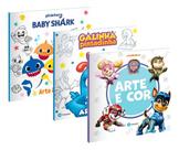 Patrulha Canina Galinha Pintadinha E Baby Shark Para Colorir Kit 3 Livros Formato Grande