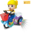 Paty no Triciclo Bate e Volta DM Toys com boneca Articulada Brinquedo Recreativo com Luz e Som