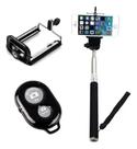 Pau de Selfie com Controle Bluetooth Sem Fio AB Shutter e Suporte Smartphone Pau de Selfie com Controle Bluetooth Sem Fio AB Shutter e Suporte Smartphone