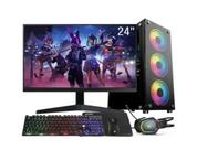 PC Completo Clique PC i7 16GB, SSD 512GB, RX 580 8GB, Kit gamer, Monitor 23.6 windows 10