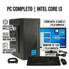 Pc Cpu Computador Completo I3,4GB, HD 500GB Monitor + Teclado + Mouse
