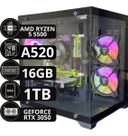 Pc Gamer Amd Ryzen 5 5500 Placa Mãe A520 Ssd 1tb 16gb 3200mhz Placa de video Geforce Rtx 3050 6gb
