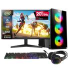 PC Gamer Completo 2Eletro Go, Intel Core i5, 16GB RAM, Radeon RX 4GB, SSD 512GB, 500W 80 Plus, Monitor 20" 75Hz, Kit Gamer com Headset - PG2E-LED1004GO