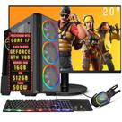 PC Gamer Completo 3green FPS Intel Core i7 16GB RAM Placa de vídeo Geforce GTX 4GB SSD 512GB Monitor 20" 75Hz Fonte 500W 3GF-040