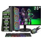 PC Gamer Completo Intel Core i7 16GB RAM Placa de vídeo Geforce 4GB SSD 256GB Monitor 20" 75Hz Fonte 500W