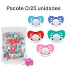 PCT 25 Und Chupeta ventilada premium bico silicone achatado Mamita Cor Variada