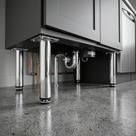 Pé De Ferro Tubular 20cm Para Sofá Rack Sapata Niveladora Borracha Resistente Kit Reposição